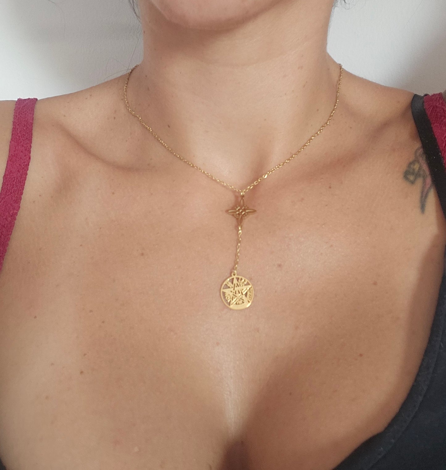 COLLAR doble protección Nudo De Bruja Tetragramaton