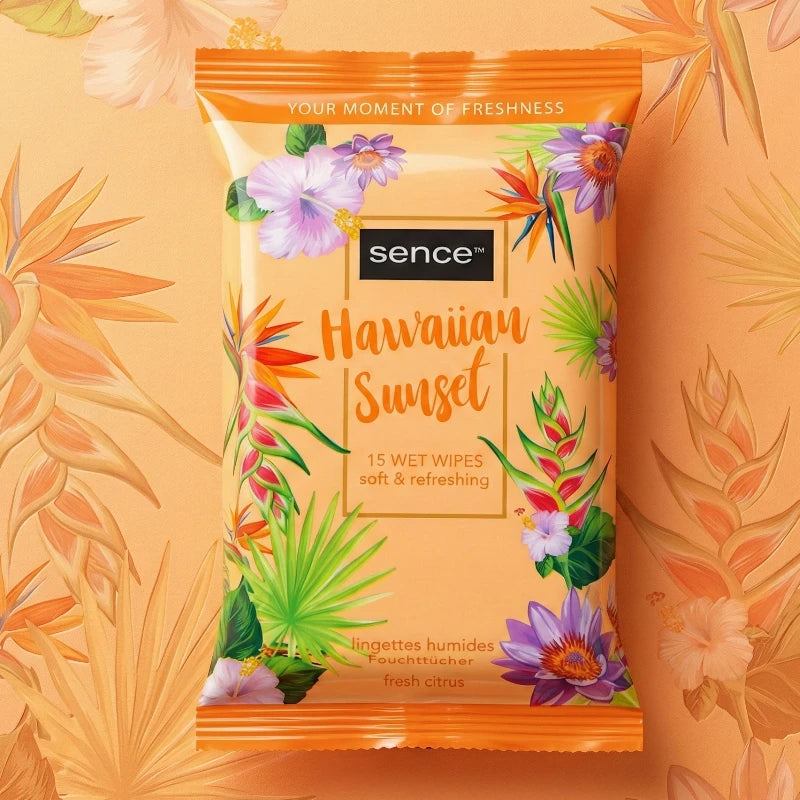Set de 2 paquetes de 15 toallitas «Hawaiian Sunset» – Tropical Escape- Sence