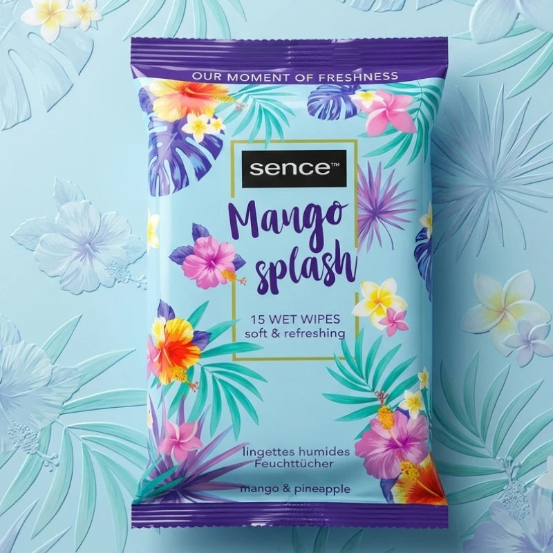 Set de 2 paquetes de 15 toallitas Mango Splash – Frescura afrutada y tropical - Sence