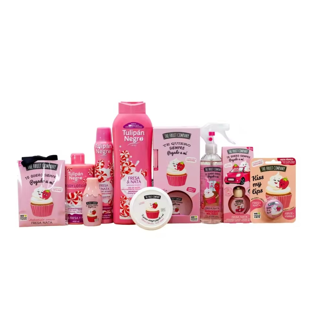CAJA BEAUTY FRESA Y NATA - Productos de cosmética y hogar "Tulipán Negro", "The Fruit Company" y "Prady"