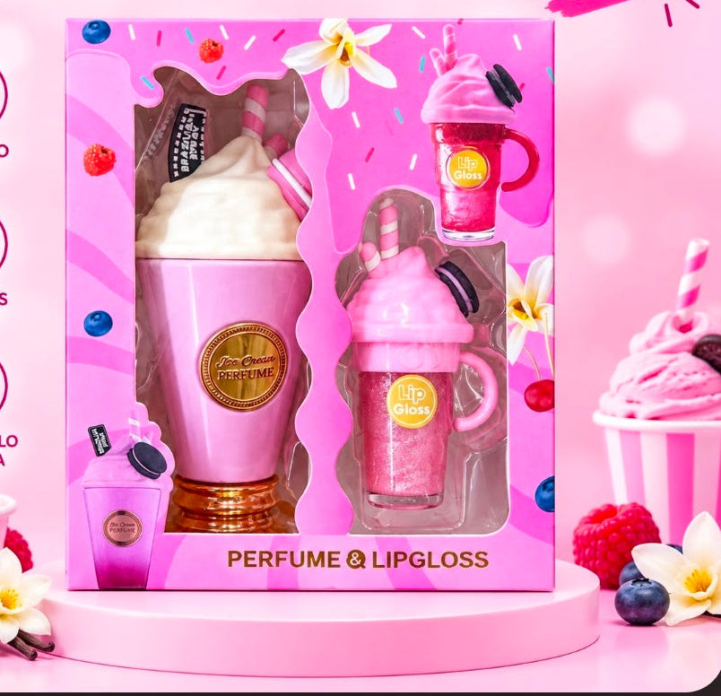 Set Regalo Perfume y brillo de labios Dulce Yum Yum Helado🍦 Rosa