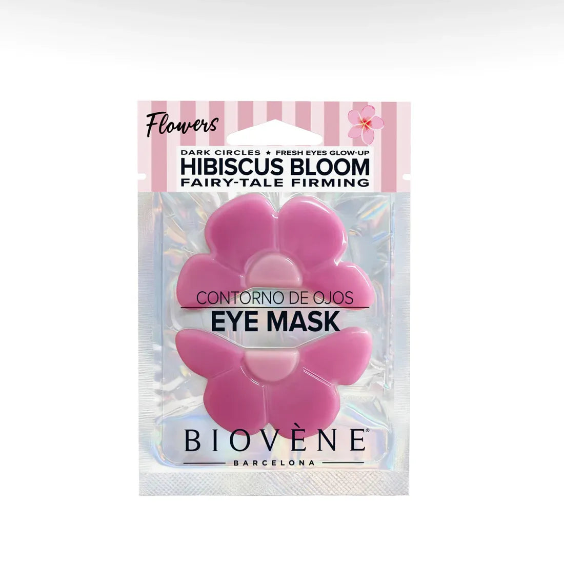 Parches hidrogel ¡Reafirmante de cuento de hadas con HIBISCUS BLOOM! Mascarilla para ojos que combate las ojeras y la hinchazón del contorno de ojos.