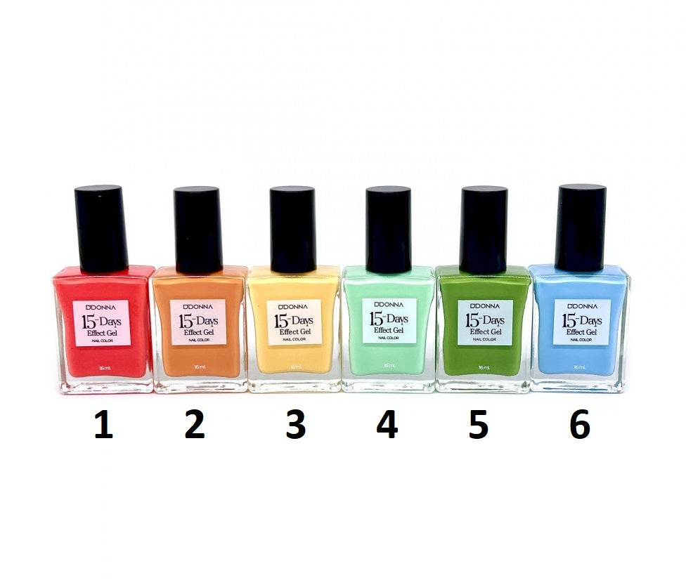 ESMALTE DE UÑAS 15 DÍAS EFECTO GEL 6 COLORES PASTEL - DDONNA