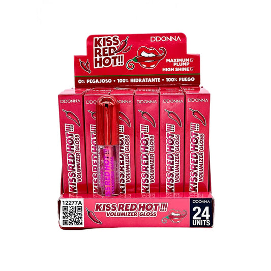 BRILLO DE LABIOS EFECTO PICANTE Y VOLUMINIZADOR - KISS RED HOT GLOSS OIL VOLUMIZER - DDONNA