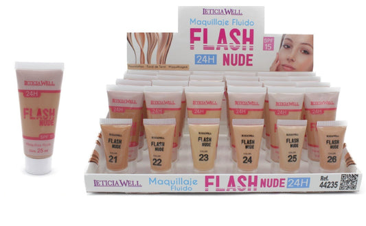 Base de Maquillaje Fluido FLASH NUDE 24H SPF 15- Leticia Well