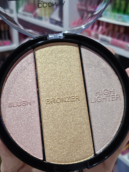 TRÍO ILUMINADOR + BRONCEADOR + COLORETE - D'DONNA