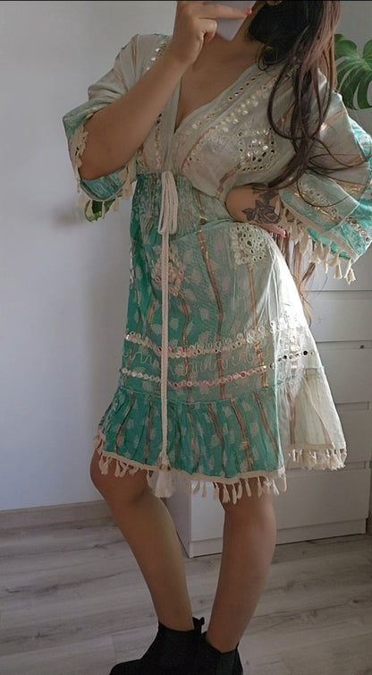 Vestido Boho Corto Conchitas - Vestido Boho Sicilia