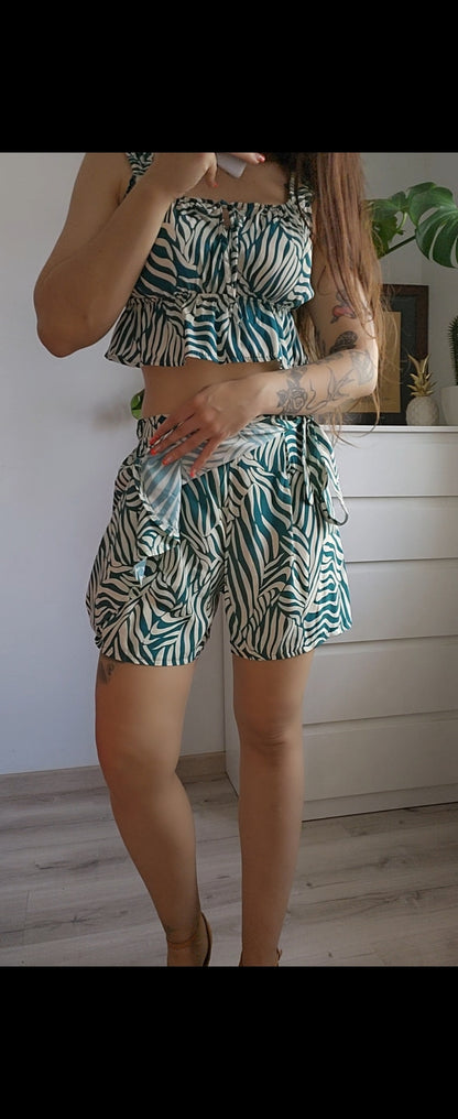 Conjunto Atenas Cebrado - Top + Falda/pantalón viscosa