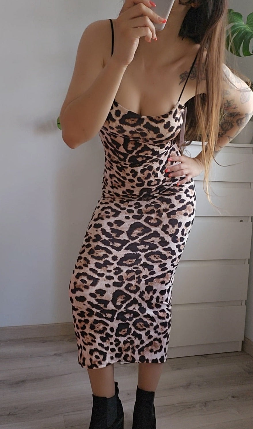 Vestido Animal Print - Vestido Maxi tirantes canalé Animal Print