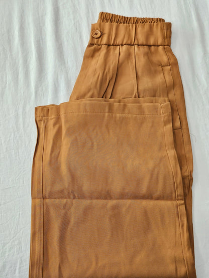 Pantalón recto teja - Pantalón Paper-Bag Teja