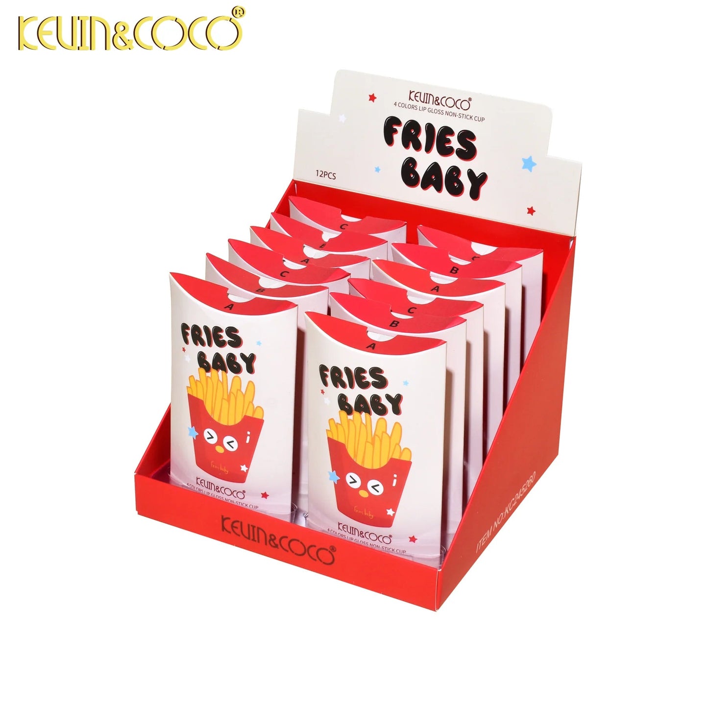 Brillo Labial Papas Fritas set 4 unidades - Brillo Labial Fries & Chips .KEVIN & COCO