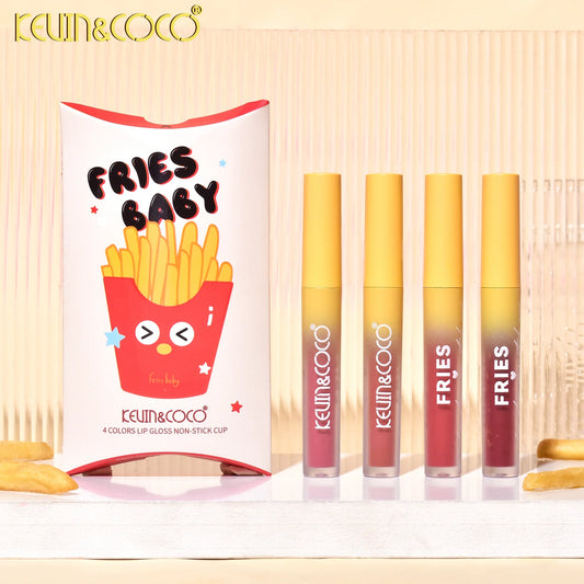 Brillo Labial Papas Fritas set 4 unidades - Brillo Labial Fries & Chips .KEVIN & COCO