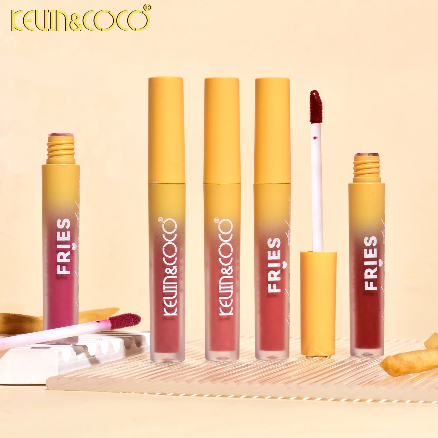 Brillo Labial Papas Fritas set 4 unidades - Brillo Labial Fries & Chips .KEVIN & COCO