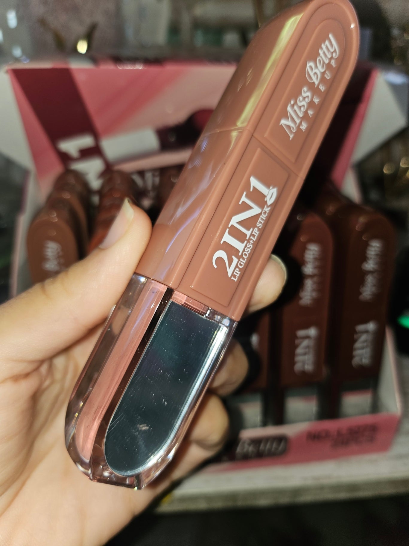 Labial 2 en 1 con espejo| lápiz labial y brillo labial en un solo envase