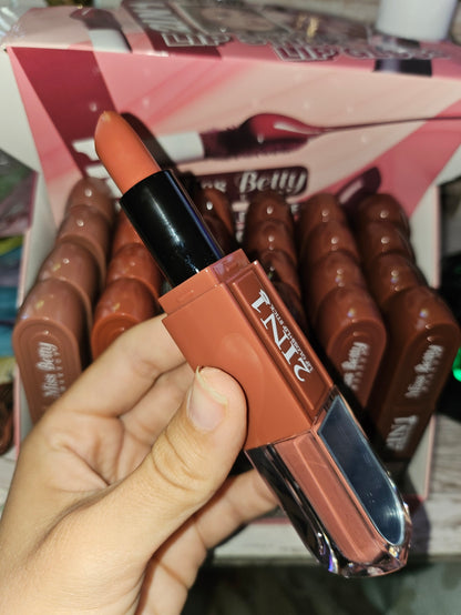 Labial 2 en 1 con espejo| lápiz labial y brillo labial en un solo envase