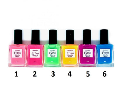 ESMALTE DE UÑAS 15 DÍAS EFECTO GEL 6 COLORES NEÓN - DDONNA