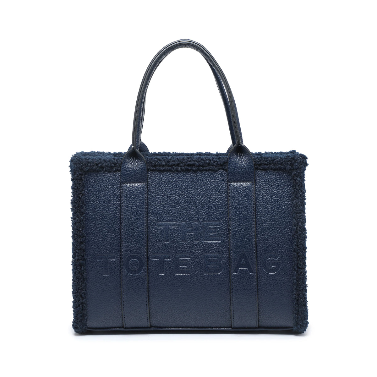 Bolso tote con cremallera y ribete de borreguito