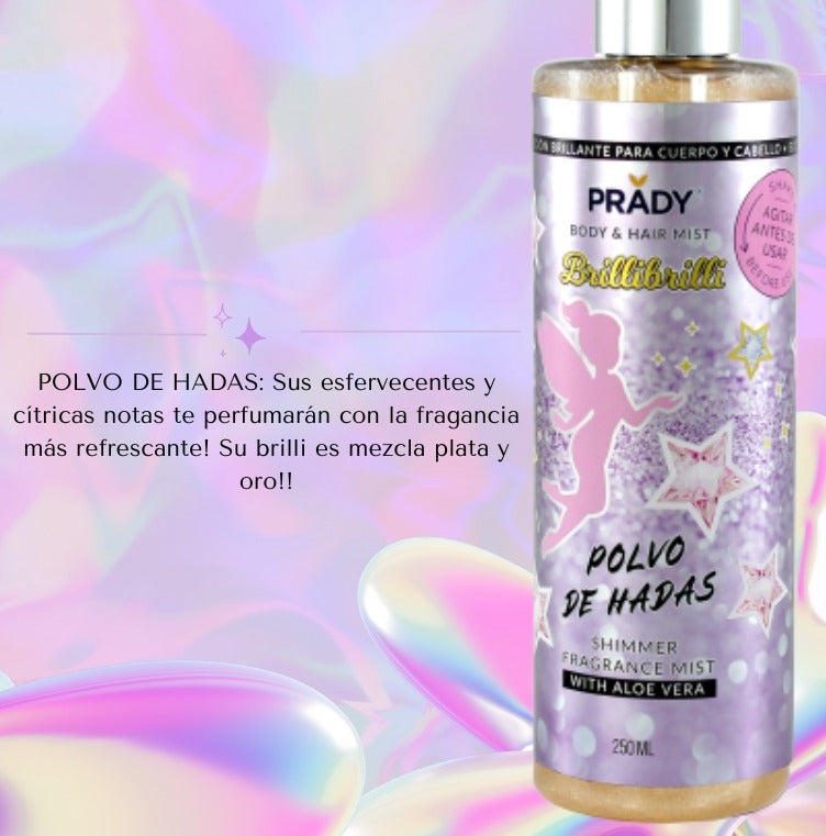 BRUMA GLITTER SPRAY PARA CUERPO Y PELO POLVO DE HADAS - PRADY