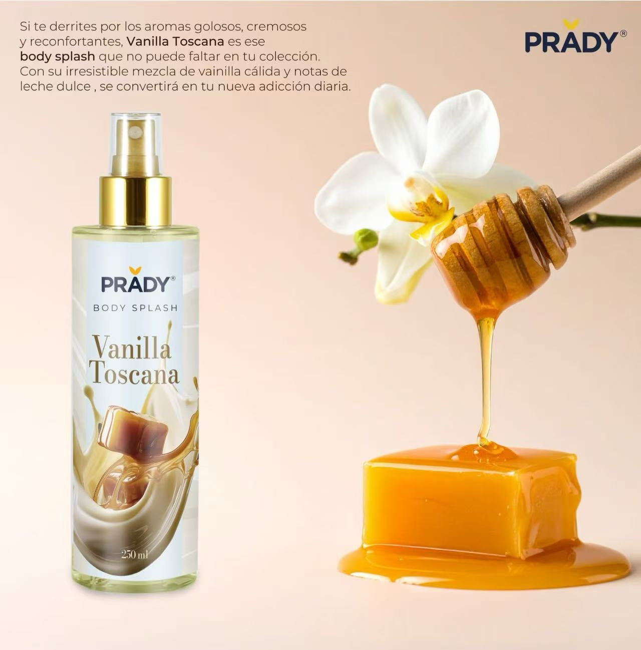 BODY SPLASH VANILLA TOSCANA | BRUMA CORPORAL REFRESCANTE 250ML | PRADY