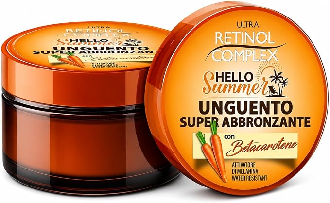 Super Bronceador Unguento con Betacaroteno, Activador de Melanina, Resistente al Agua, 150 ml – Hello Summer – Ultra Retinol Complex