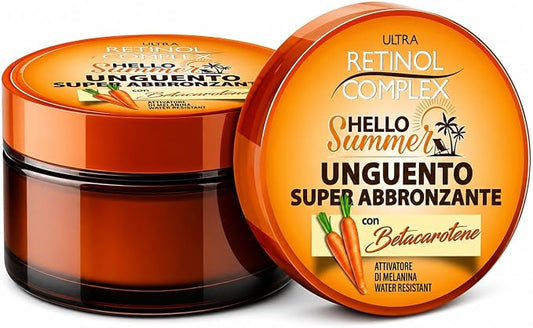 Super Bronceador Unguento con Betacaroteno, Activador de Melanina, Resistente al Agua, 150 ml – Hello Summer – Ultra Retinol Complex