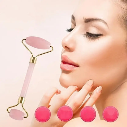 PACK MASAGEADOR FACIAL RODILLO FACIAL + GUA SHA ROSA