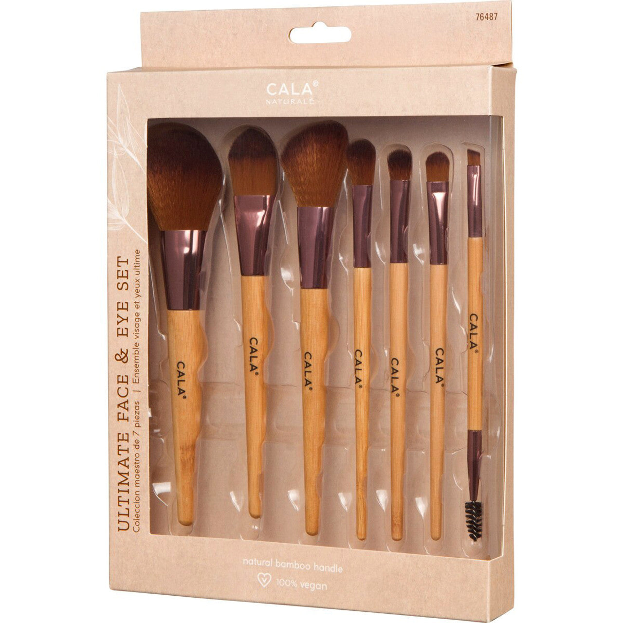 SET BROCHAS DE MAQUILLAJE - BAMBOO NATURAL - ROSTRO Y OJOS (7UNDS.)- CALA