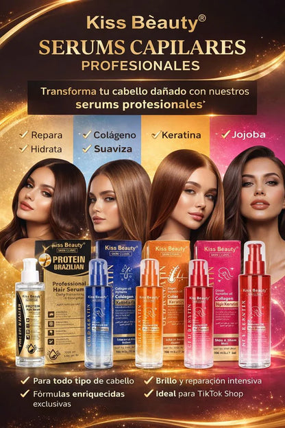 Professional Hair Serum 100 ml – Sérum Capilar Hidratante y Reparador – Keratina, Colágeno y Aceites Naturales – Para Cabello Seco y Dañado
