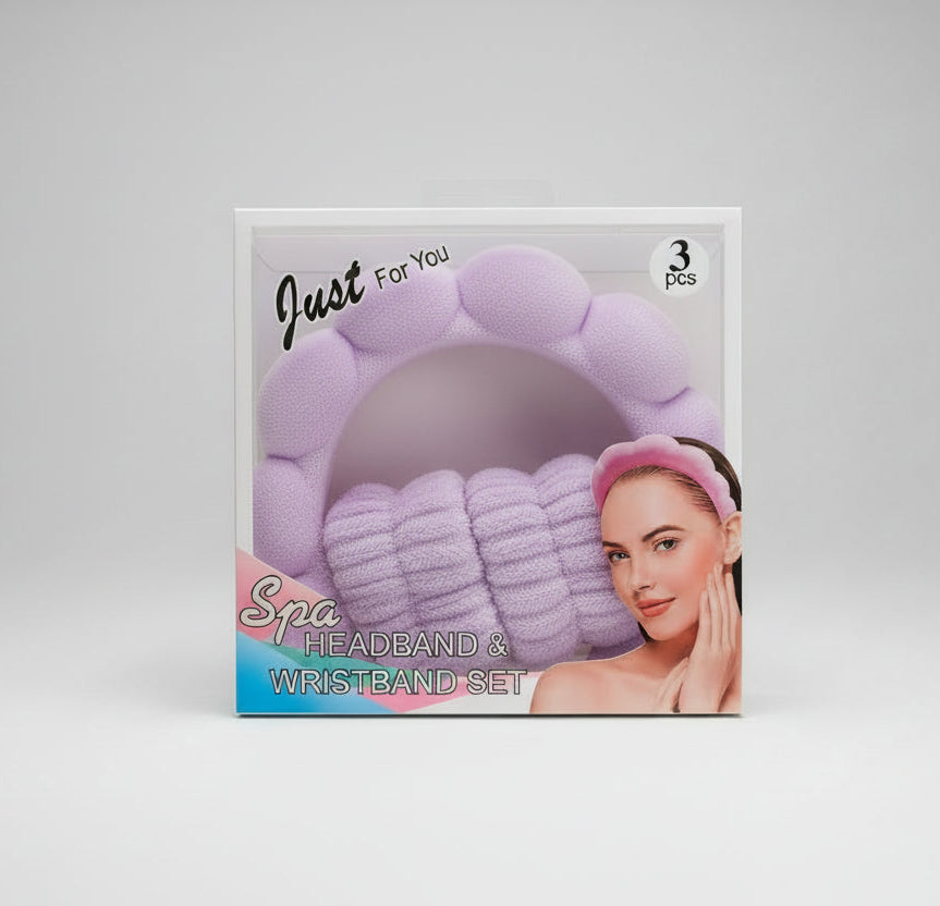 Set Skincare Diadema + Muñequeras Morado