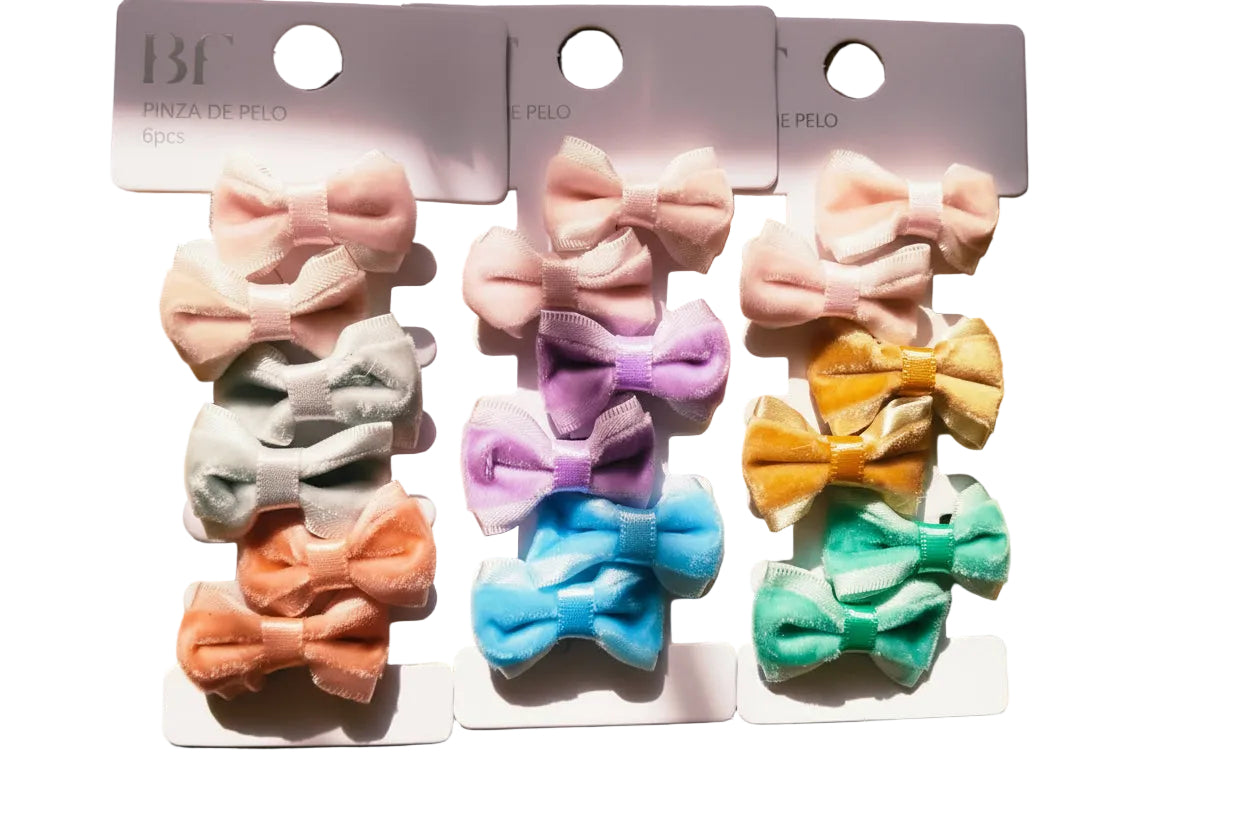 Set 6 pinzas de pelo Lazo Terciopelo