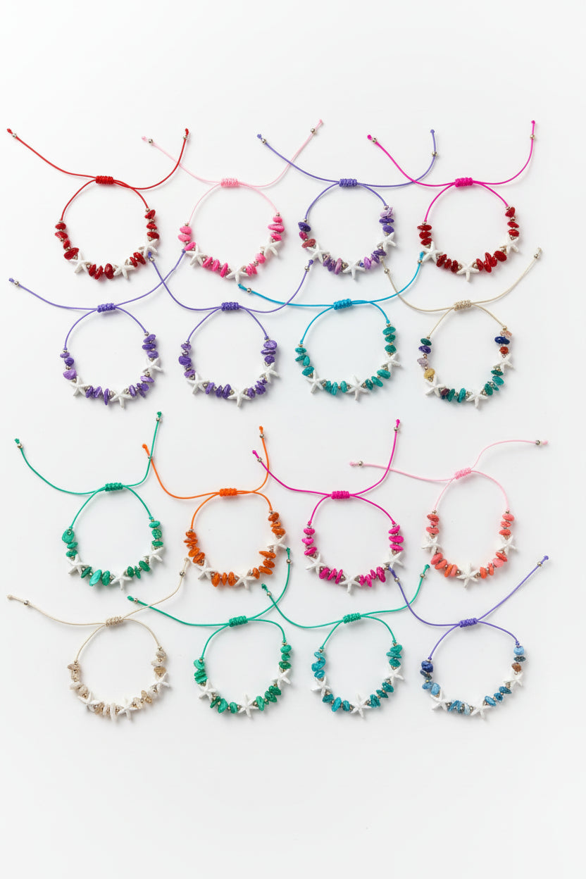 Pulsera Estrella Marina Ajustable con Piedras Preciosas