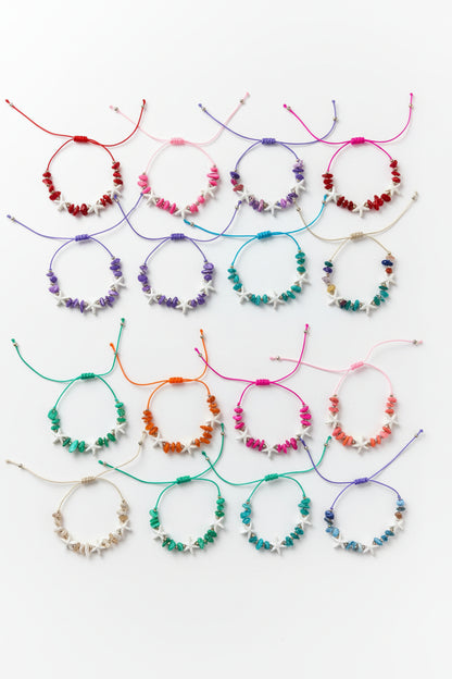 Pulsera Estrella Marina Ajustable con Piedras Preciosas