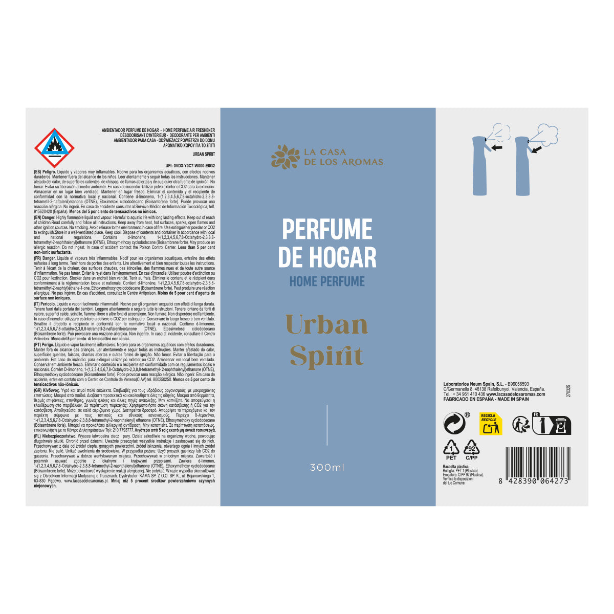 Ambientador Spray Urban Spirit - LA CASA DE LOS AROMAS