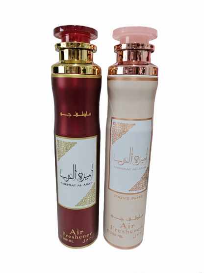 PACK DE 2 AMBIENTADORES LATTAFA - Ameerat al Arab y Ameerat al Arab Prive Rose - Princesas de arábia - 300ml x 2 unidades , ambientadores árabes Lattafa Perfumes