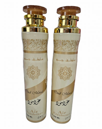 PACK DE 2 AMBIENTADORES LATTAFA - Oud Mood - 300ml x 2 unidades , ambientadores árabes Lattafa Perfumes, Fragancia dulce y fresca para el hogar