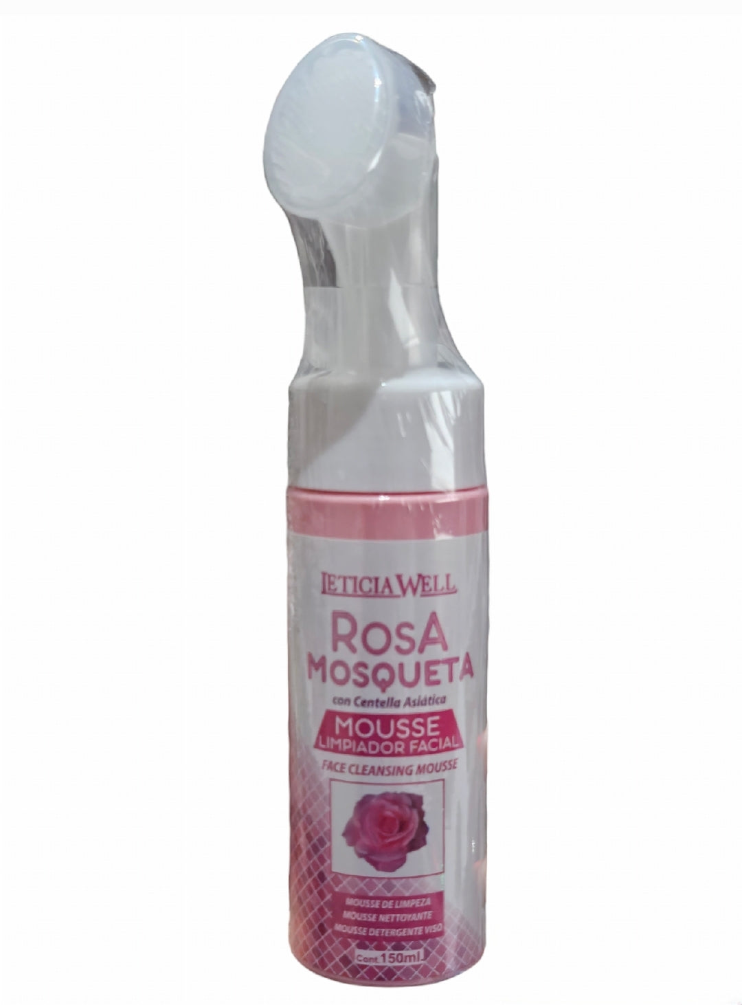 LIMPIADOR FACIAL EN MOUSSE DE ROSA MOSQUETA CON CENTELLA ASIÁTICA -ESPUMA LIMPIADOR FACIAL CON CEPILLO - Leticia Well