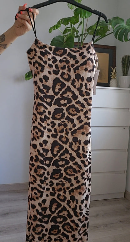 Vestido Animal Print - Vestido Maxi tirantes canalé Animal Print