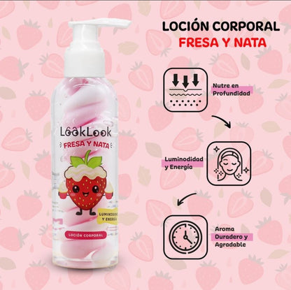 LOCIÓN CORPORAL Y FACIAL FRESA Y NATA - LookLook