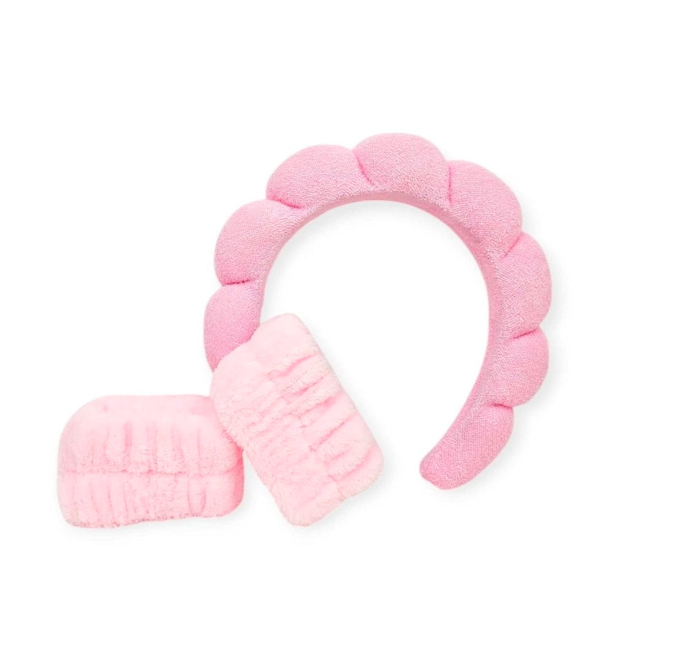 Set Skincare Diadema + Muñequeras Rosa