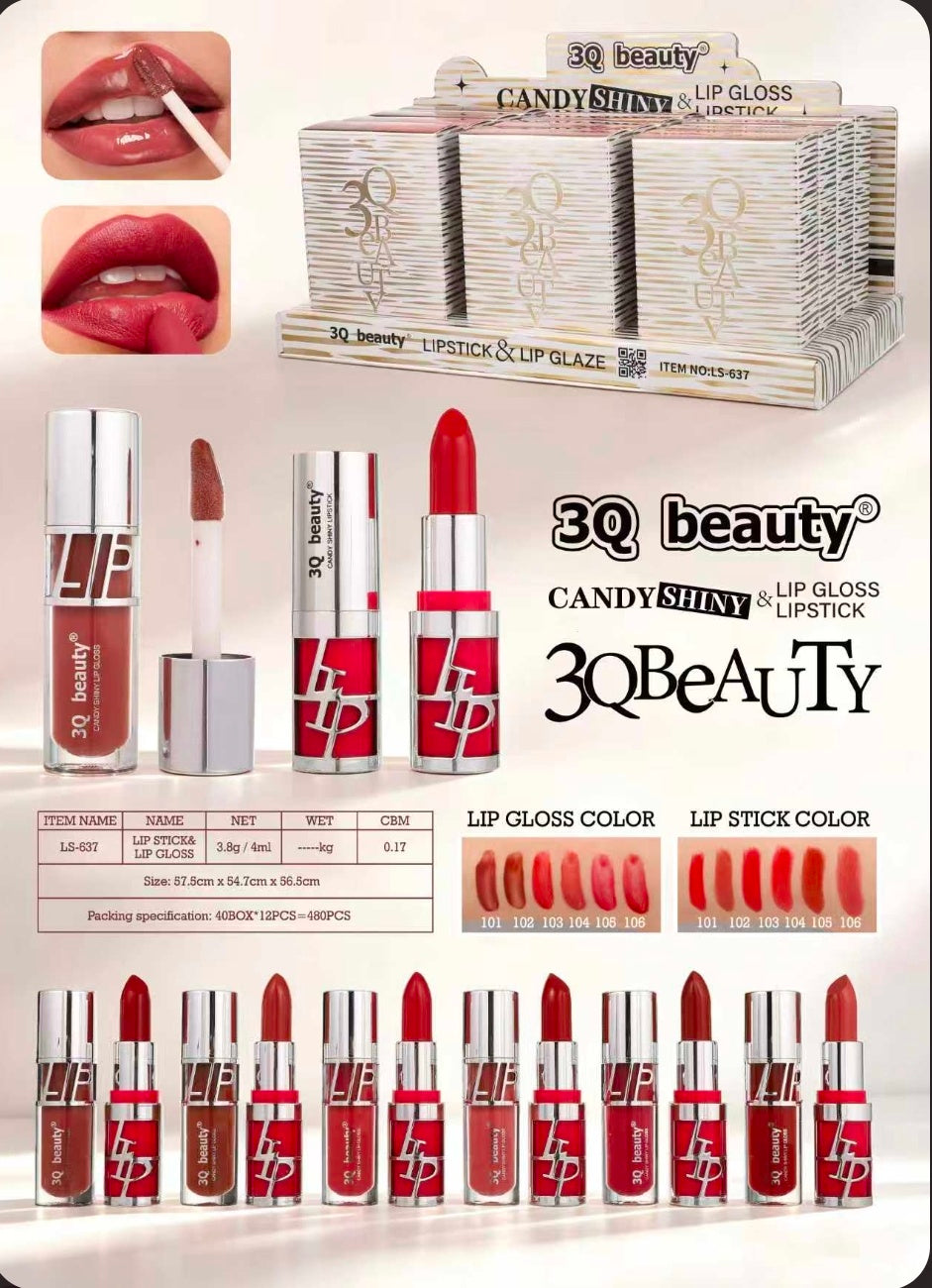LipGloss + Barra Labial Set | Candy Shiny & Lip Gloss Lipstick