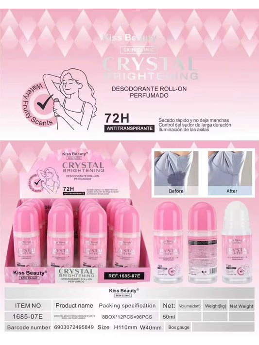 DESODORANTE ROLL ON ANTITRANSPIRANTE 72H CRYSTAL 50ML - KISS BEAUTY