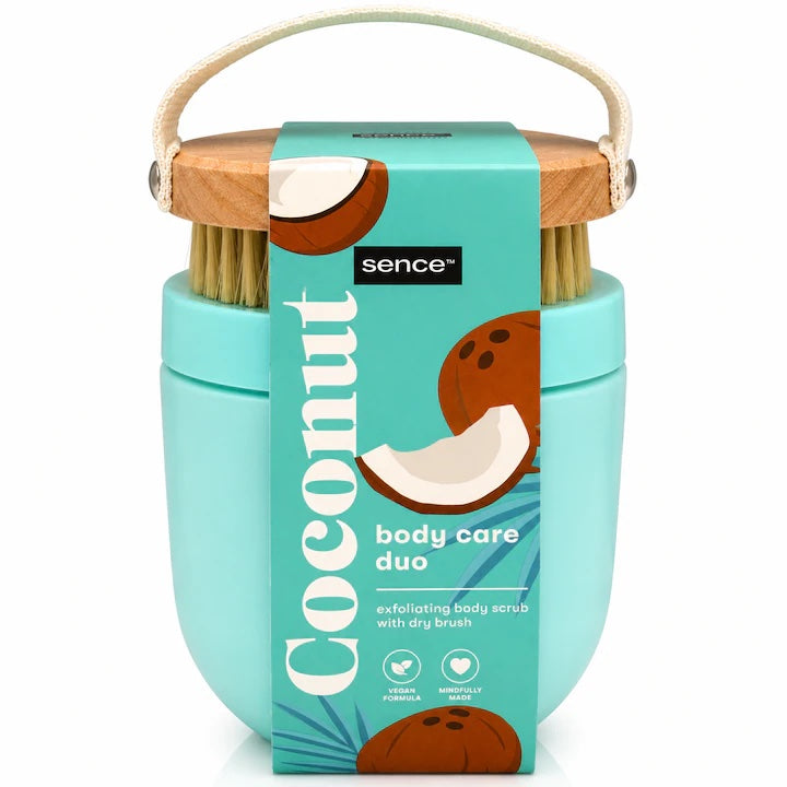 Exfoliante Corporal COCONUT + Cepillo - BODY CARE DUO COCO SENCE
