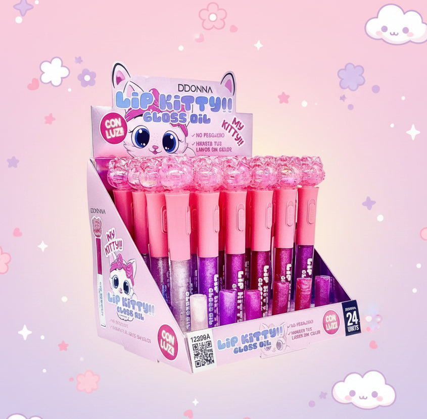 Brillo Aceite Labial Kitty con LUZ!! - Lip Gloss Oil Kitty - DDONNA
