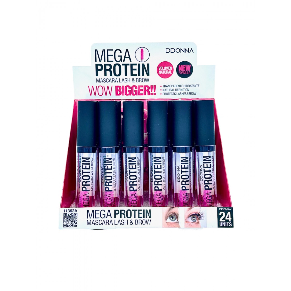 Máscara pestañas y cejas Mega Protein Transparente Hidratante - Ddonna