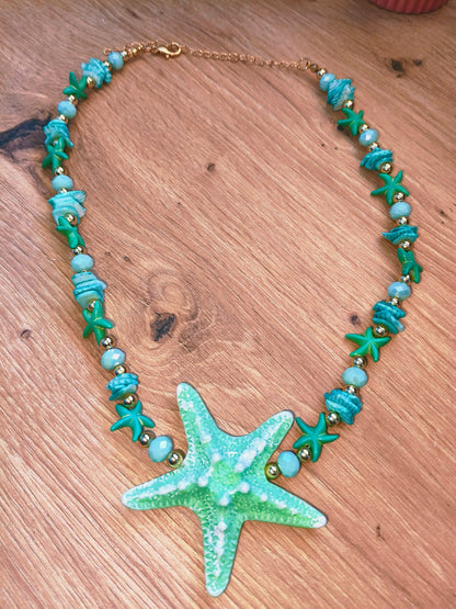 Collar Estrella Marina piedras colores vibrantes