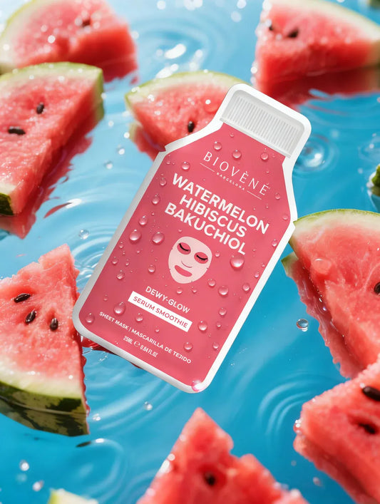 Mascarilla Facial SANDÍA + BAKUCHIOL PARA UNA PIEL RADIANTE! Mascarilla facial Smoothie Serum con bakuchiol antiedad, sandía e hibisco.