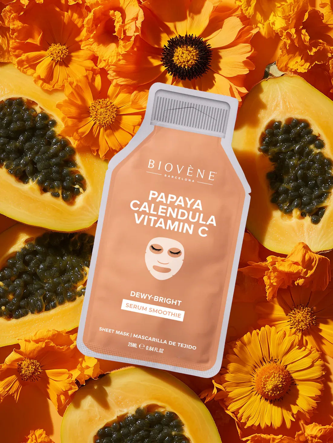 Mascarilla Facial PAPAYA + VITAMINA C PARA UNA BELLEZA INTENSA! Mascarilla facial Smoothie Serum con vitamina C iluminadora, papaya y caléndula.