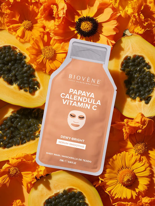 Mascarilla Facial PAPAYA + VITAMINA C PARA UNA BELLEZA INTENSA! Mascarilla facial Smoothie Serum con vitamina C iluminadora, papaya y caléndula.