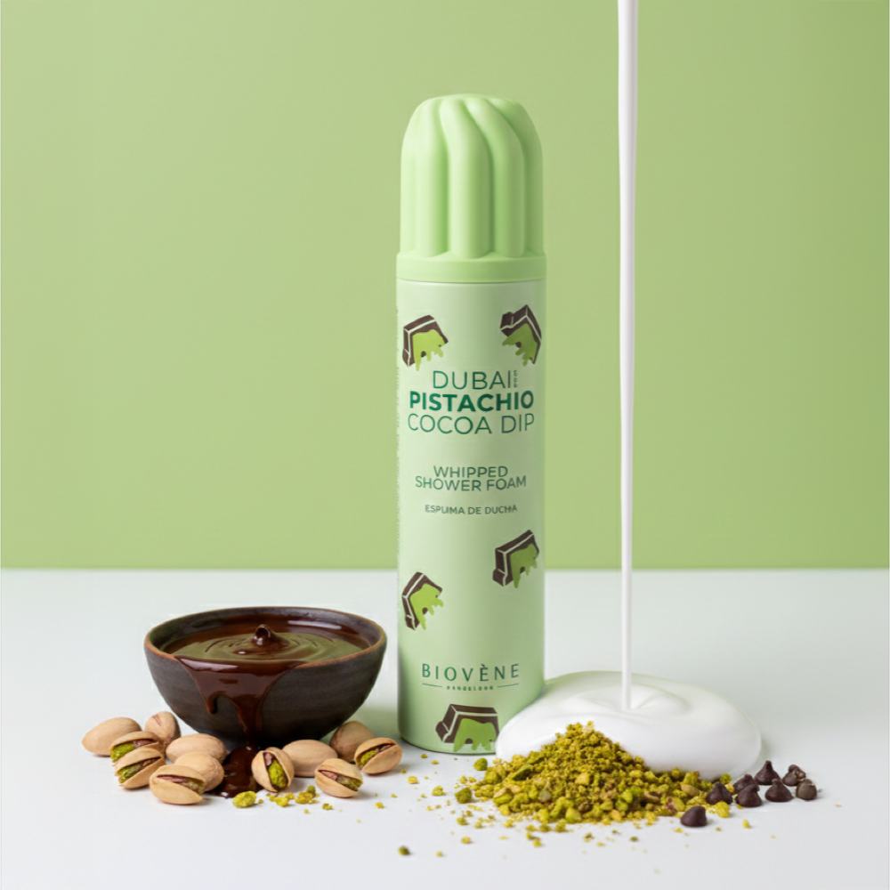 ESPUMA DE DUCHA BATIDA con pistacho y cacao de Dubái 🍫