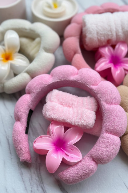 Conjunto Diadema, Muñequeras y Pinza SkinCare/ Makeup